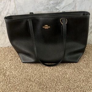 Coach Black Leather Tote Bag